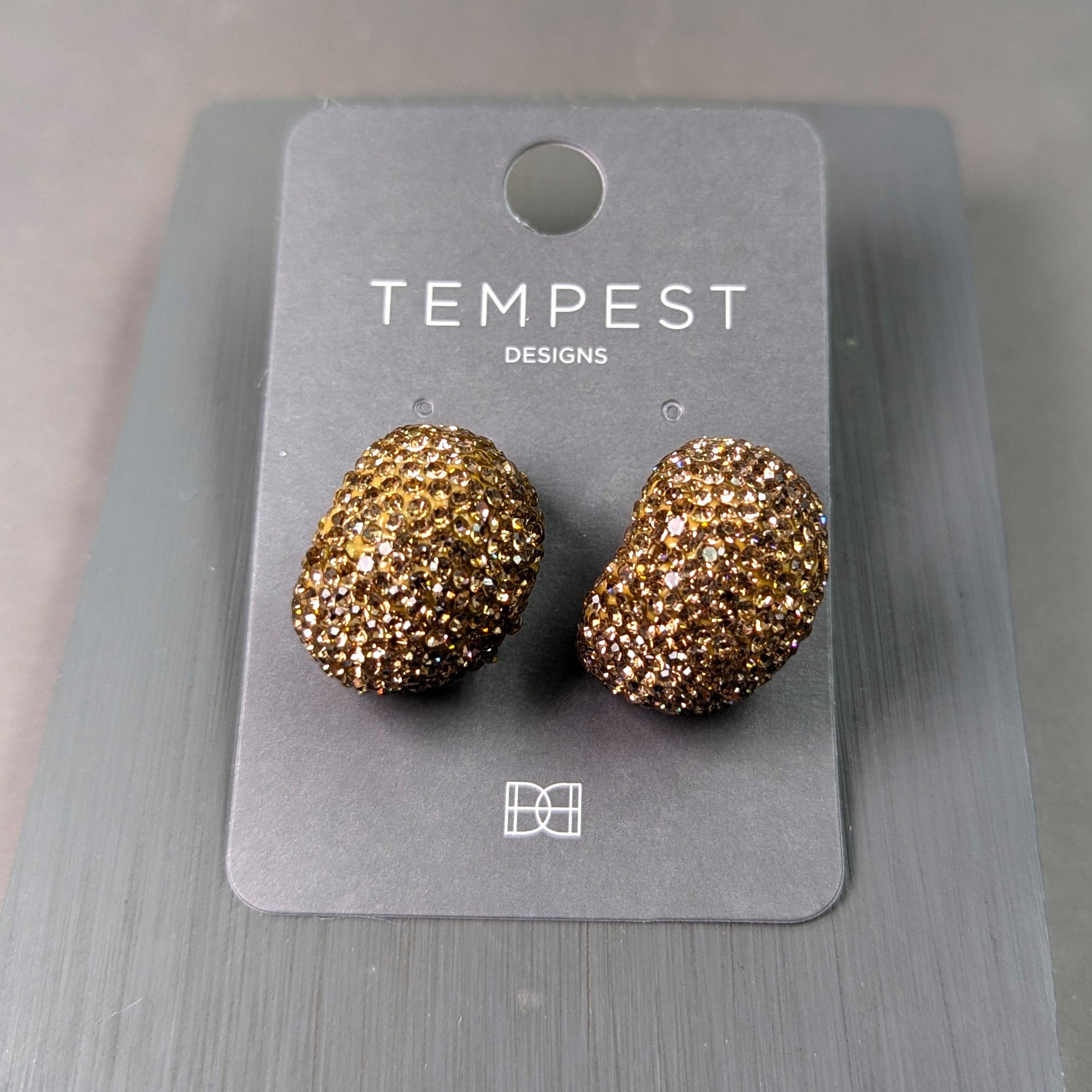 Bulbous crystal curved earrings – Tempest Designs