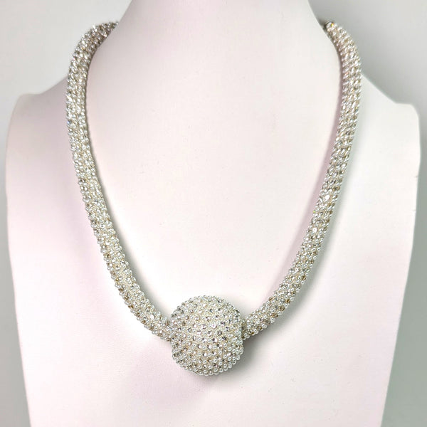 Mini pearl and crystal necklace with feature ball