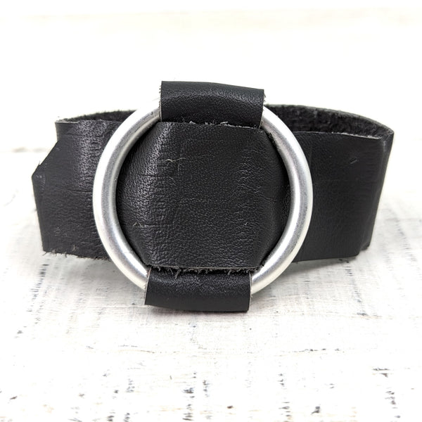 Grey Leather Buckle Bracelet