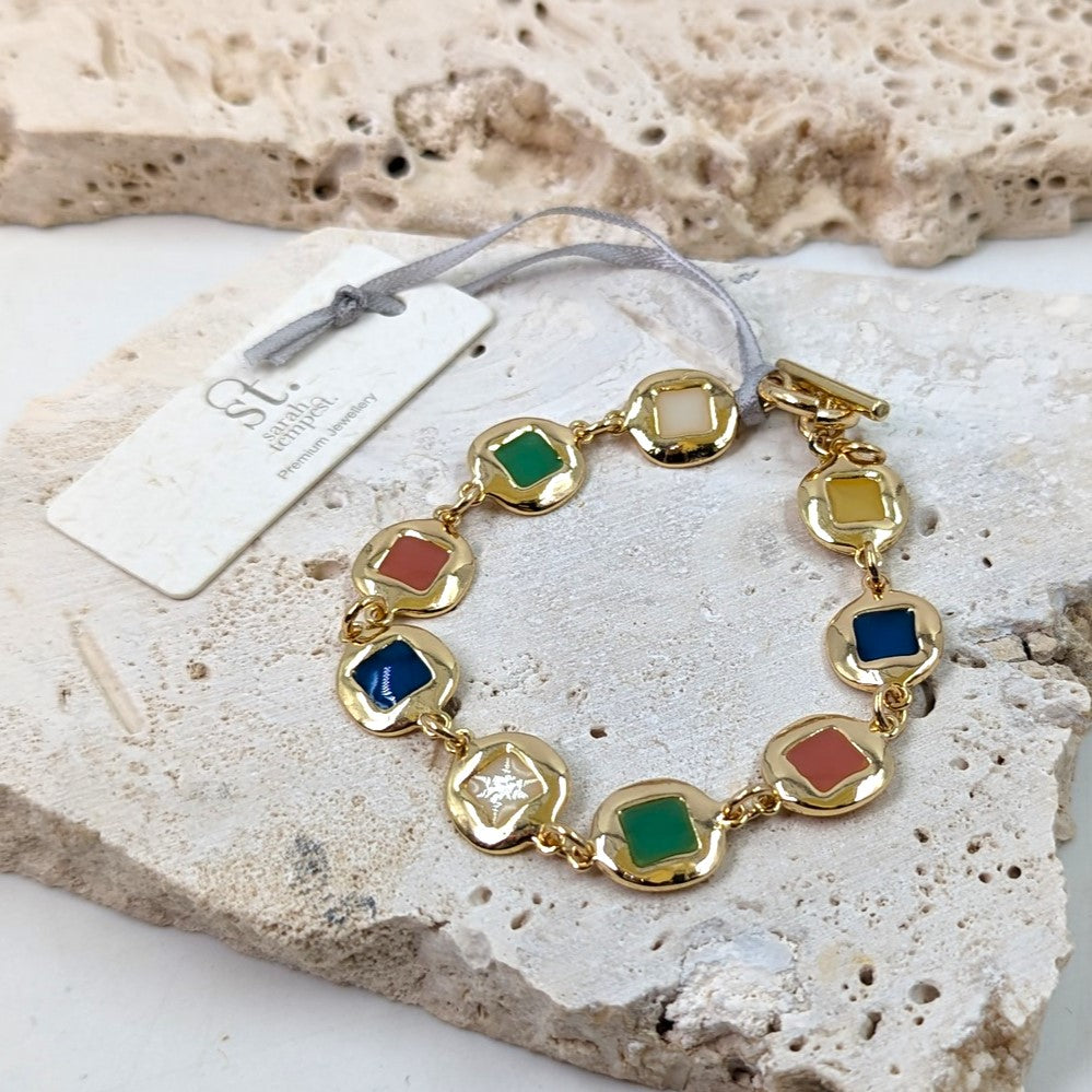 Byzantine style enamel inlay T-bar bracelet – Tempest Designs