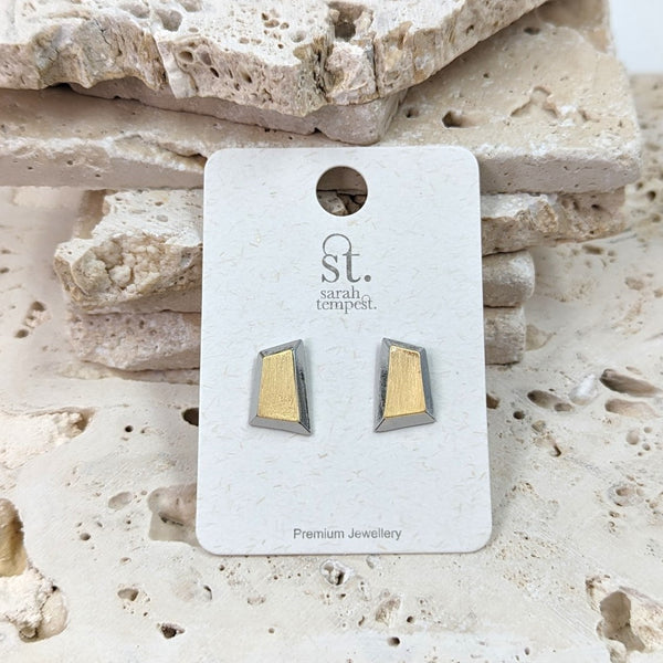 Geometric scratched surface contemporary earrings