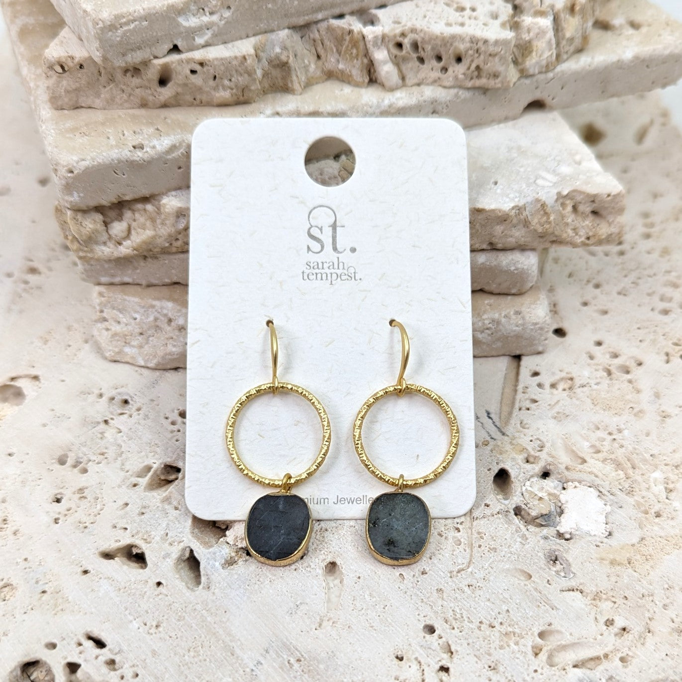Textured ring with semi-precious component earrings – Tempest Designs