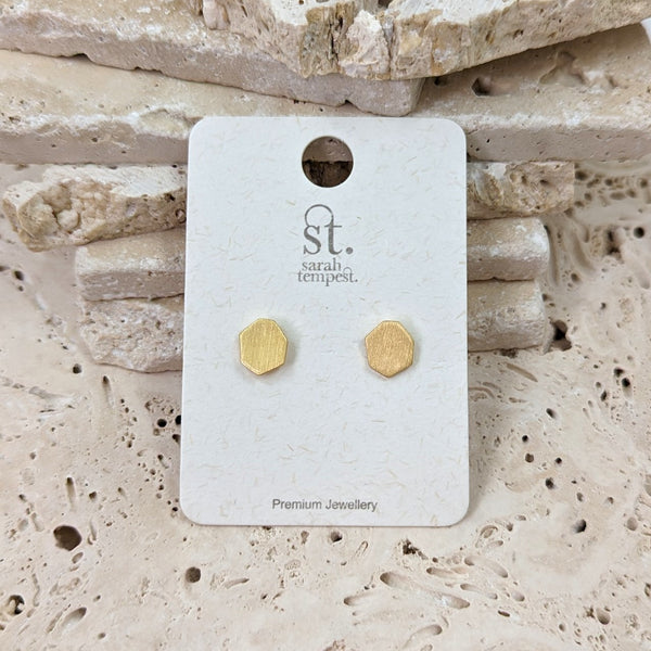 Geometric scratched surface stud earrings