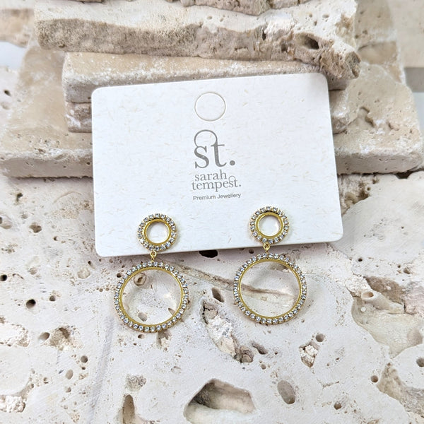 Dual open CZ circle earrings