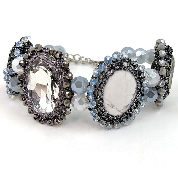 Luxury boutique style bracelet with crystal and opaline