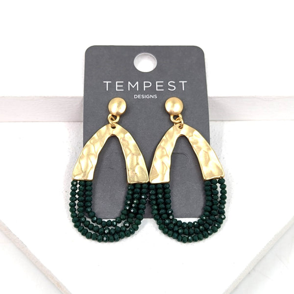 Stylish half mini facetted beaded section earrings