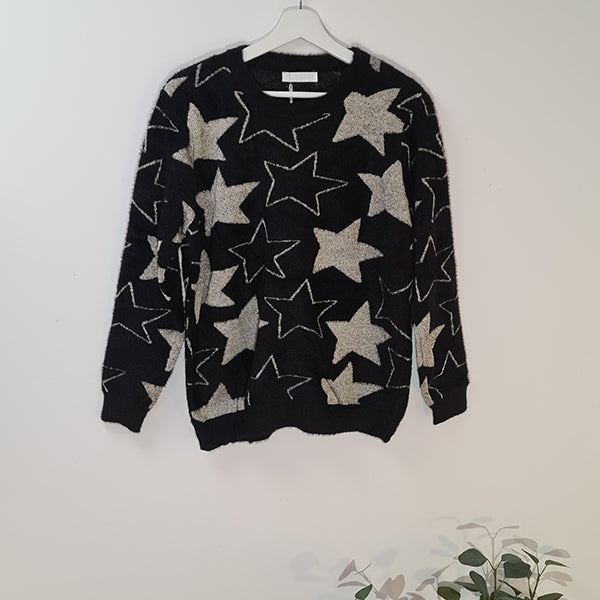 Luxury random metallic star knit jumper