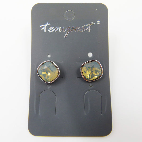 Rounded square Swarovski earrings