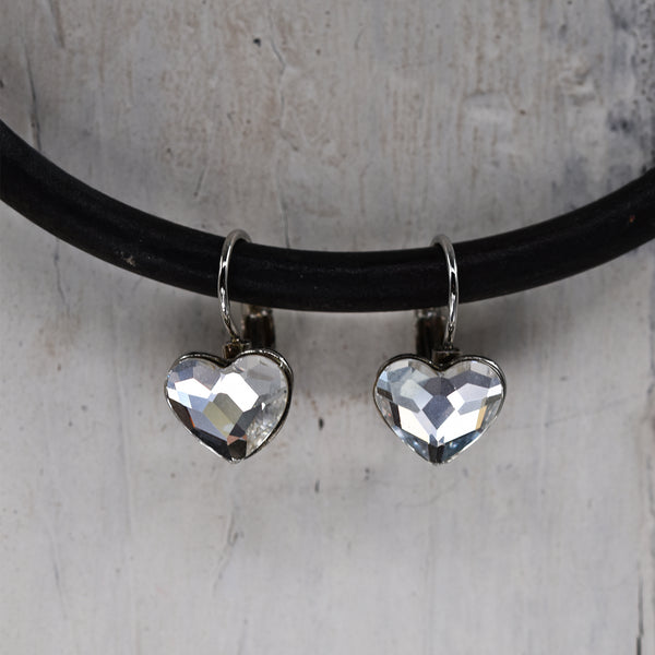 Beautiful Swarowski french hook heart earrings