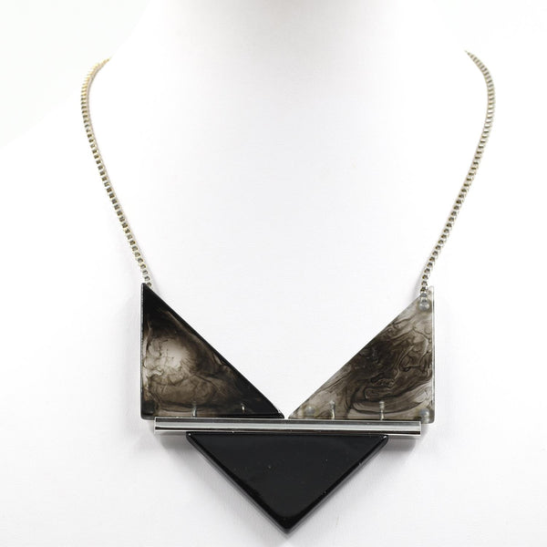 Contemporary geometric resin pendants on short box chain