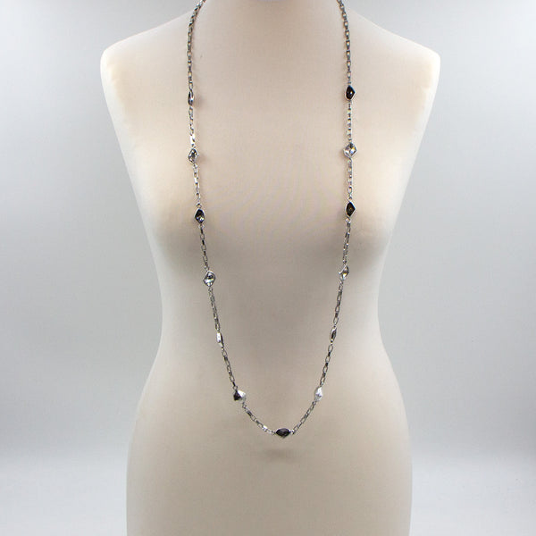 Chunky style long chain necklace with twotone crystal detail