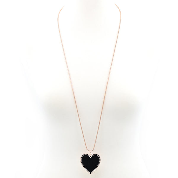 Contemporary heart pendant with PU inlay necklace