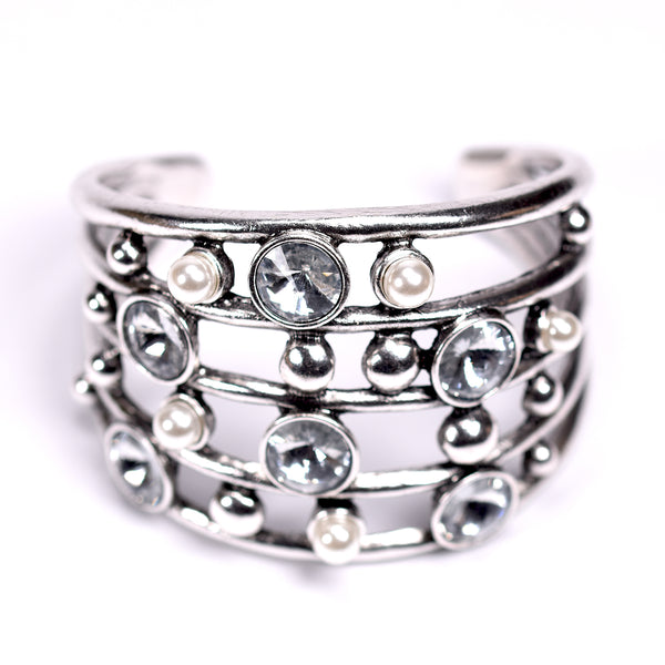 Statement cuff with pearls and crystals