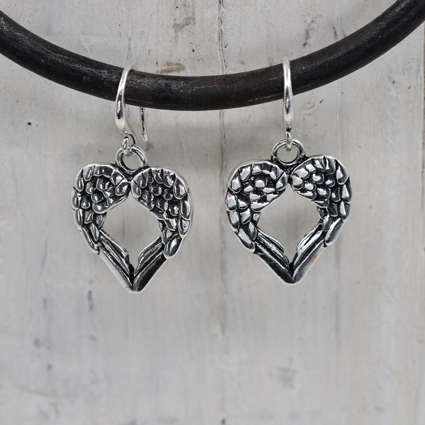 Angel wings in the shape of hearts earrings