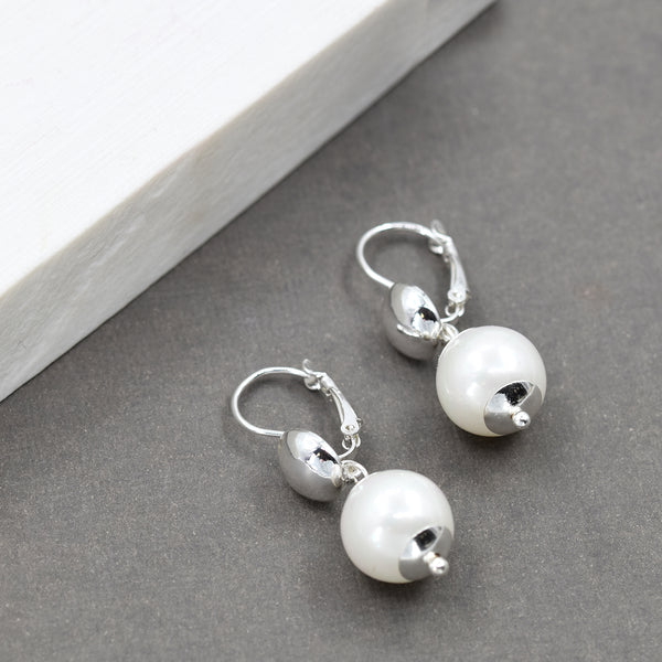 Pearl drop earrings with french hook