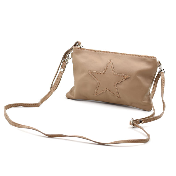 Real Italian leather star purse with cross body strap
