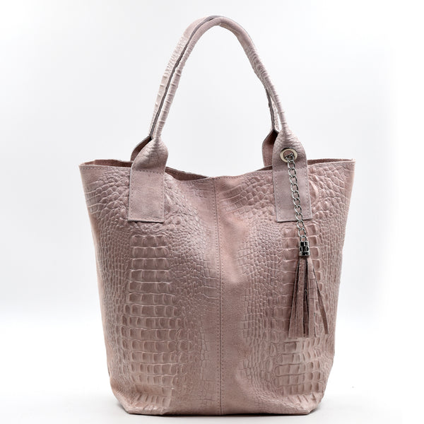 Crocodile effect italian leather handbag