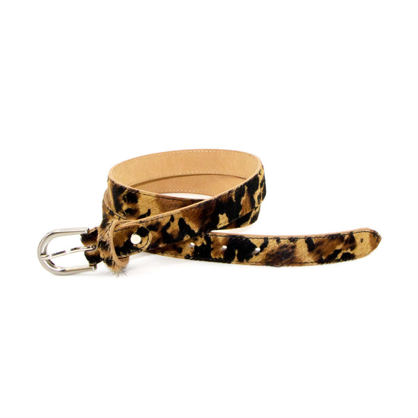 Real Italian leather Cheetah print belt with buckle -Medium