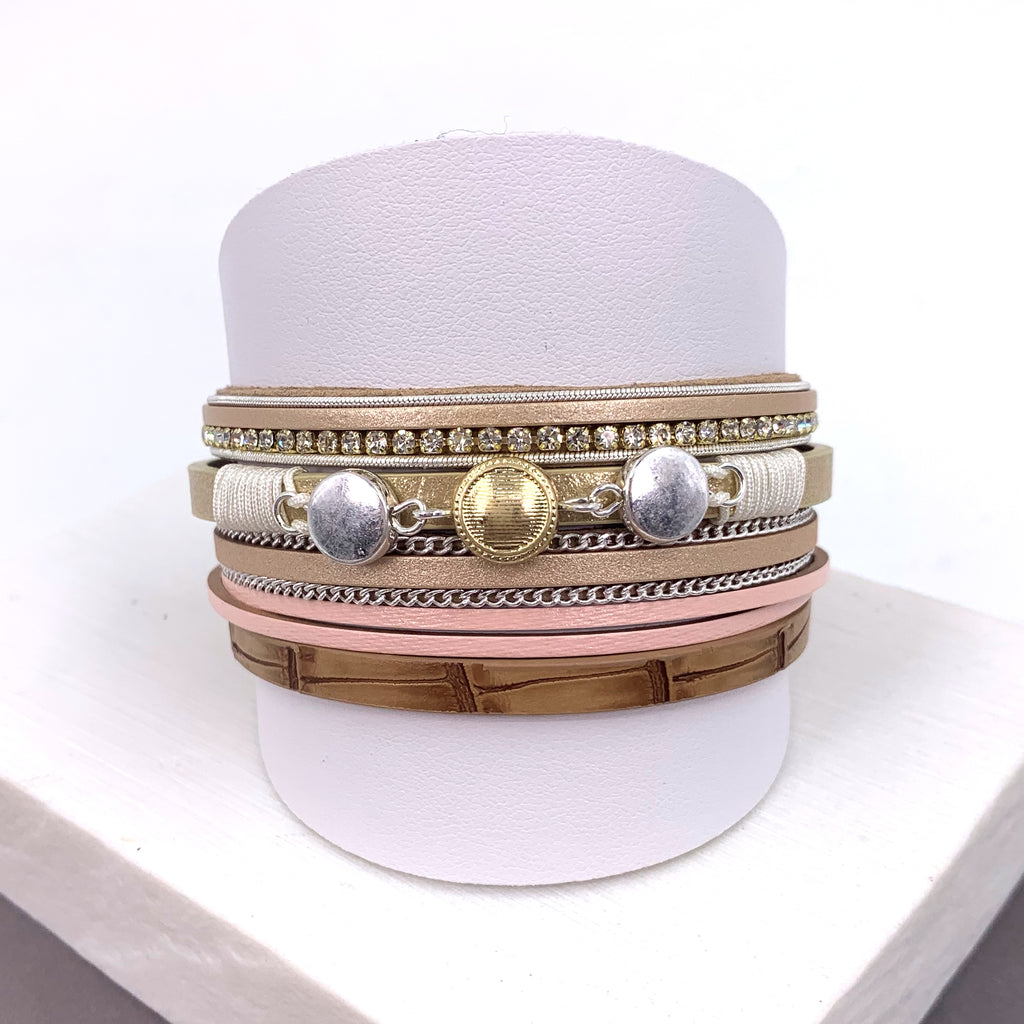 Triple disc and croc PU detail multistrand magnetic bracelet – Tempest ...