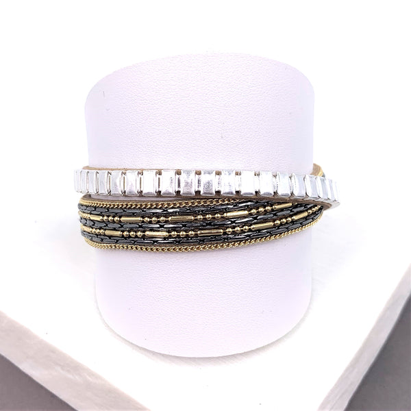 Chain inlay crossover magnetic bracelet