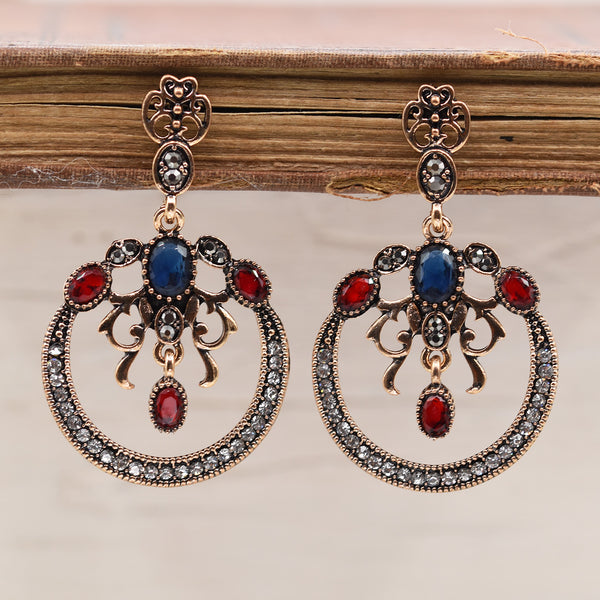 Open circle jewelled victoriana style earrings