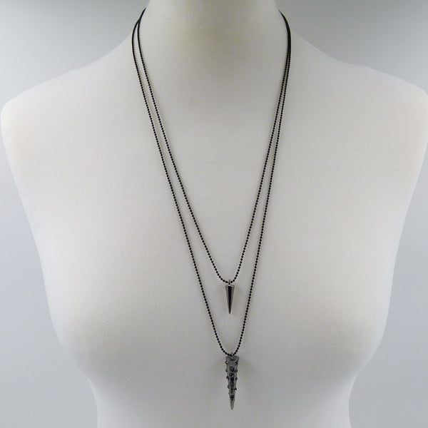 Contemporary double strand delicate cone pendant necklace