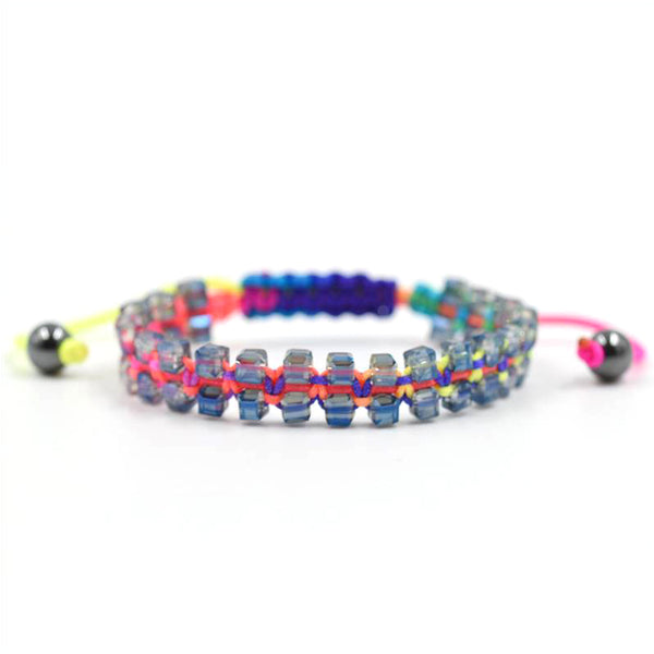 Multi coloured friendship style bracelet with crystals