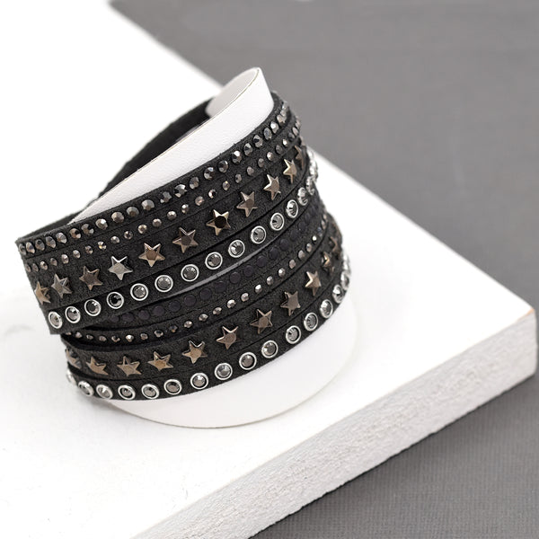 Crystal and star studded wrap around bracelet