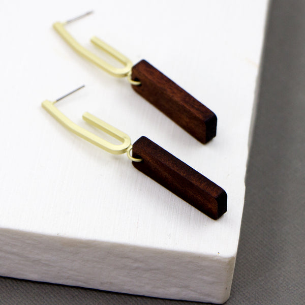 Contemporary wooden drop earrings
