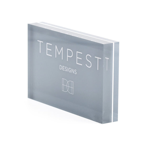Tempest Designs logo perspex block