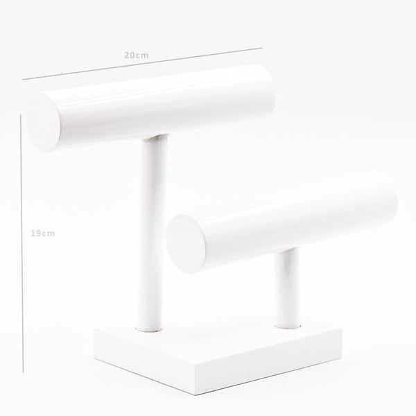 gloss white wooden bracelet stand with double bar