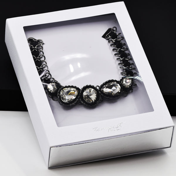 Luxury snake skin effect necklace box  with acetate window