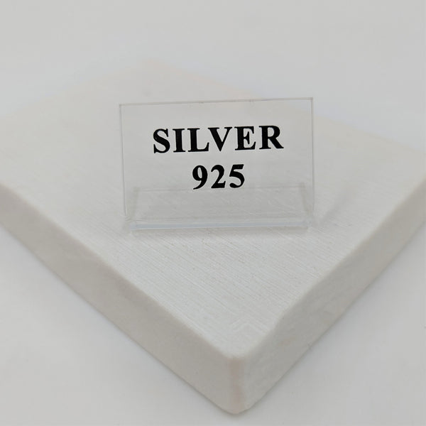 Perspex stand with silver 925 logo for display