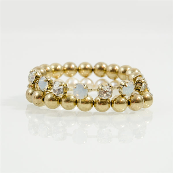 Double strand bracelet with side diamante and AB crystal
