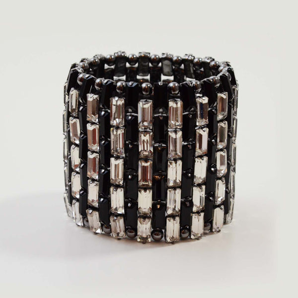 Stretchy statement bracelet with baguette crystals