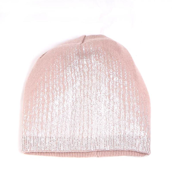 Beanie hat with metallic shimmer