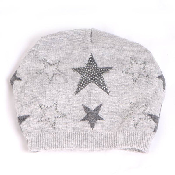 Crystal star print beanie hat