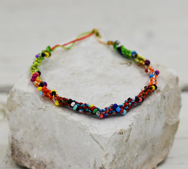 Macrame style multi coloured friendship bracelet