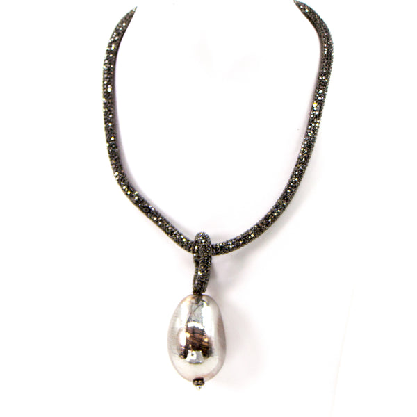 Dressy necklace and large brushed statement component