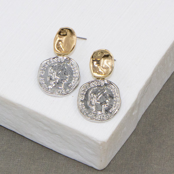 Coin earrings with round post
