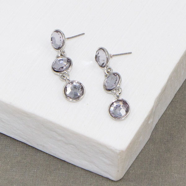 Three little black diamond crystal drop earrings