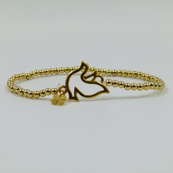 Delicate gold plated bracelet with bird and flower detail