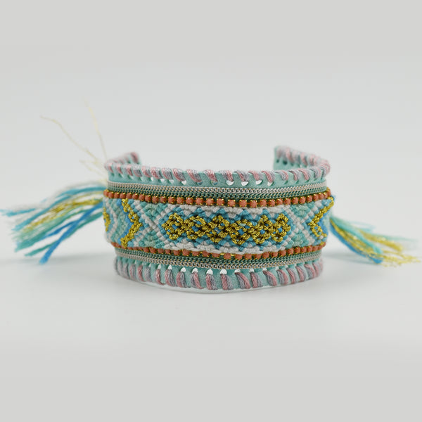 Colourful aztec cuff with magnetic clasp