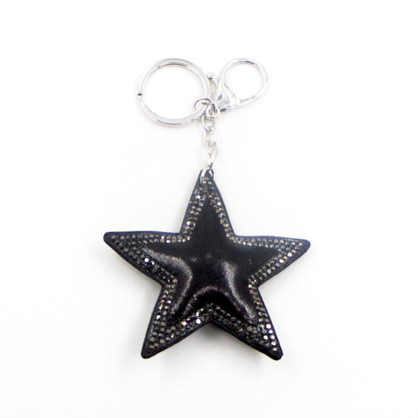 PU Star with diamante edge key ring