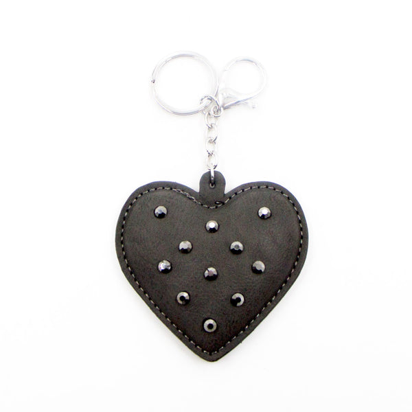Matte PU heart with inlay stones key ring