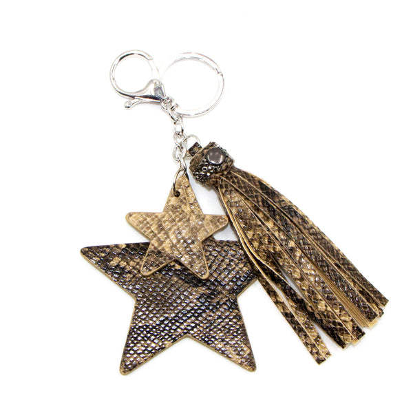 Star and tassel snake PU key ring