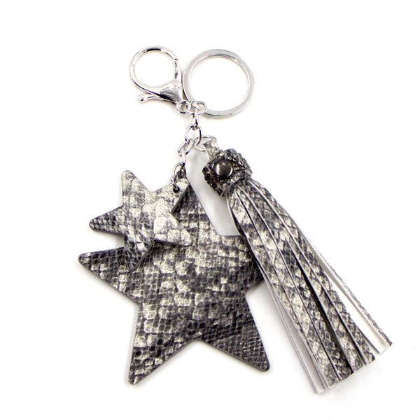 Star and tassel snake PU key ring