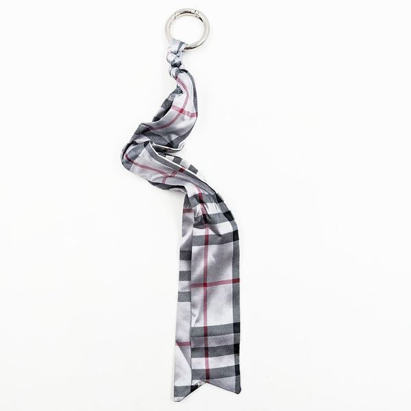 'Burberry' style chequered satin fabric key ring