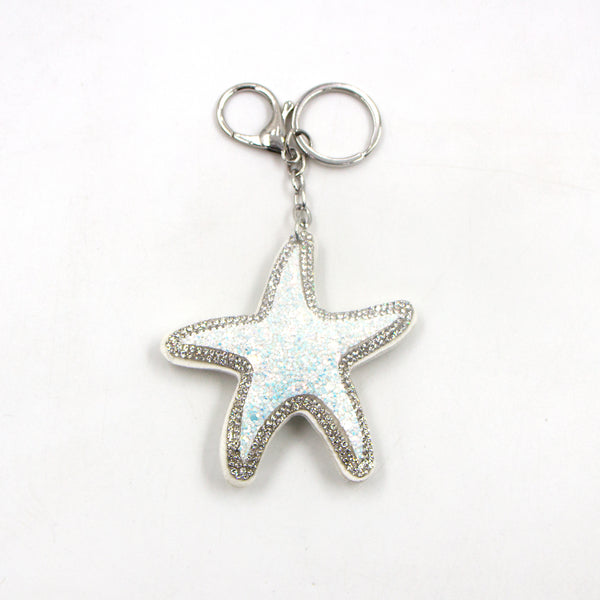 Iridescent shimmer star fish key ring