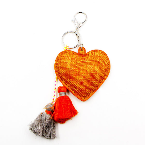 Natural heart key ring with tassels